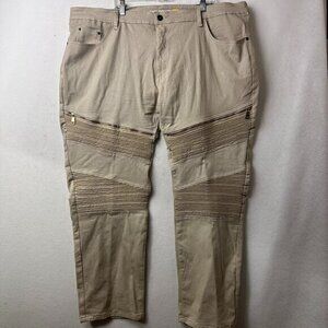 Lion Dynasty Jeans Mens 46 x 32 Denim Grunge Moto Riding Hip‎ Hop tan beige